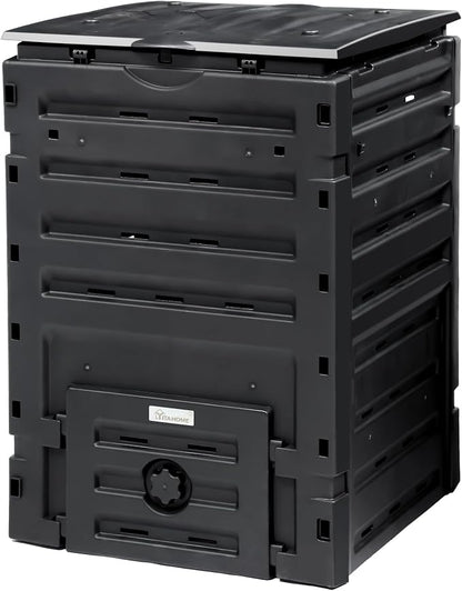 YITAHOME 120 Gallon (450L) Large Outdoor Compost Bin, Composter Box with Snap-on Top Lid and Aeration System, Lightweight Garden Compost Barrel Tumbler, Easy Assembly