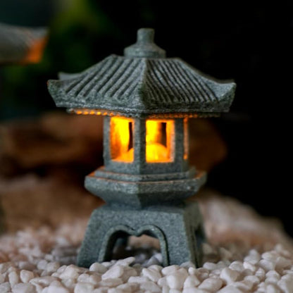 Japanese Pagoda LED Lamp Statue Figurine, LED Lantern Pagoda Statue Figurines for Home Table Decor - Style C