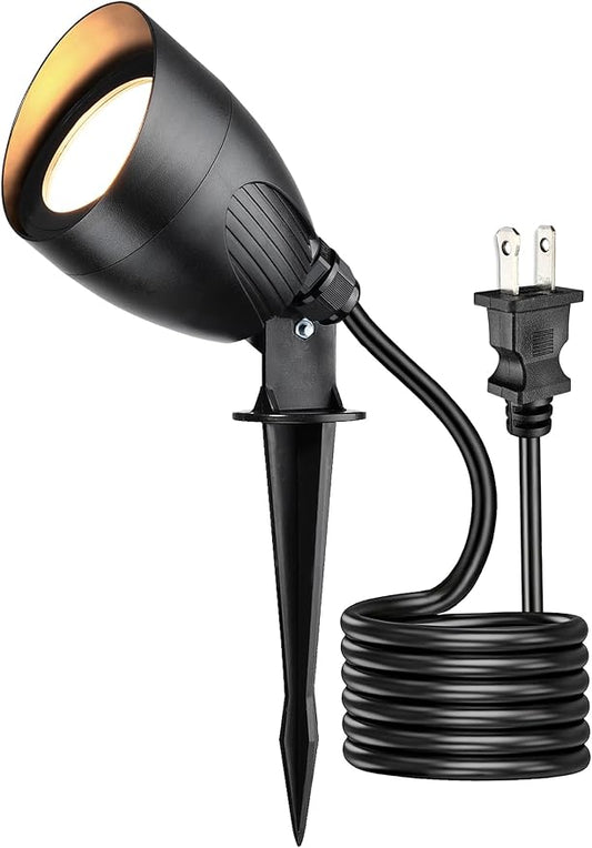LITFIT 120V LED Outdoor Spotlight, 5.5W 2700K Plug in Spotlight, Landscape Accent Luminaire, Waterproof Flood Light for Yard, Tree, Flag, Lawn, Garden, Holiday Decorative, 5FT Extension Cord