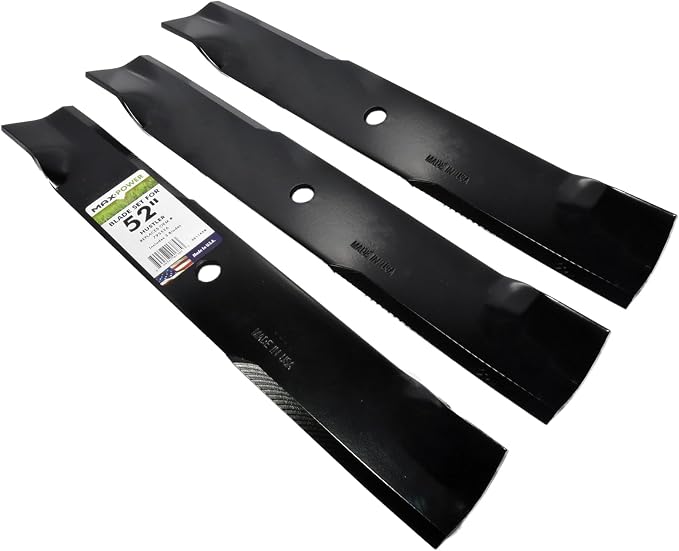 MaxPower 561145B USA MADE 3 Blade Set | For 52" Cut Hustler Mowers Replaces OEM #'s 795526, 603995, 783753, 787721, 30227-52X