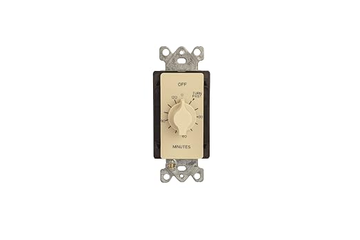 TORK A502H Spring-Wound in-Wall Twist Timer, 2-Hour Length and Ivory Face, 12 AWG / 125-277V, for Automatic Shutoff of Fans and Lights