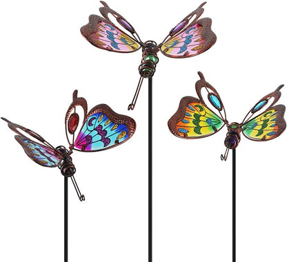 3 Pack Butterfly Decorative Garden Stakes,Butterflies Porch Decorations Outdoor Decor for Spring Yard Art Patio Plant Pot Flower Bed Ornaments