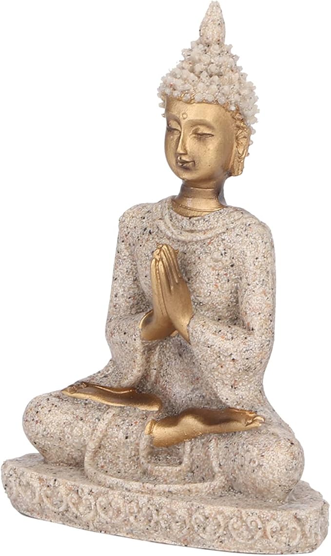 AUNMAS Buddha Statue 3Inch Small Meditation Sitting Carving Figurine Craft Statue for Home Office Desktop Decor Yoga Room Zen Garden Decoration Ornament
