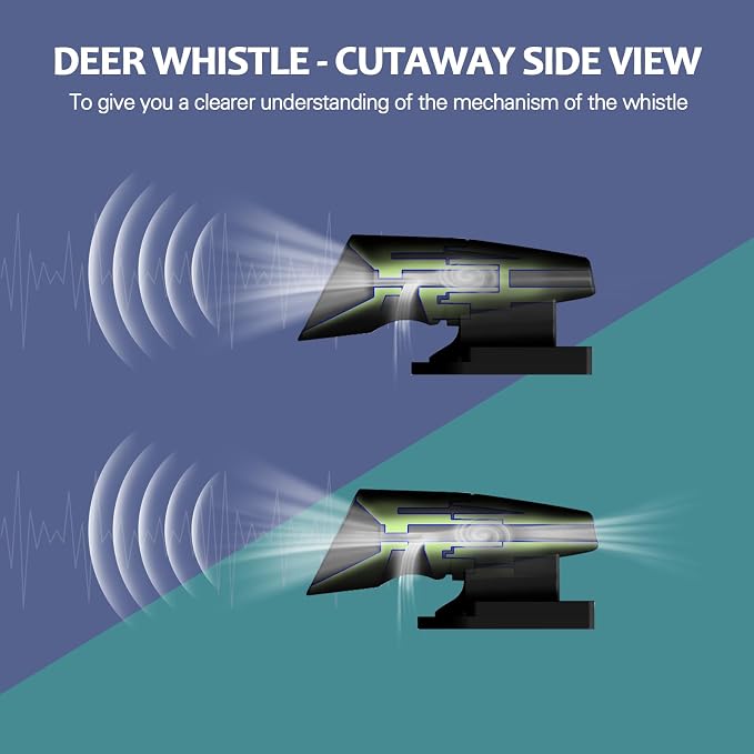 8Pcs Deer Whistles for Vehicles Wind Activated Black