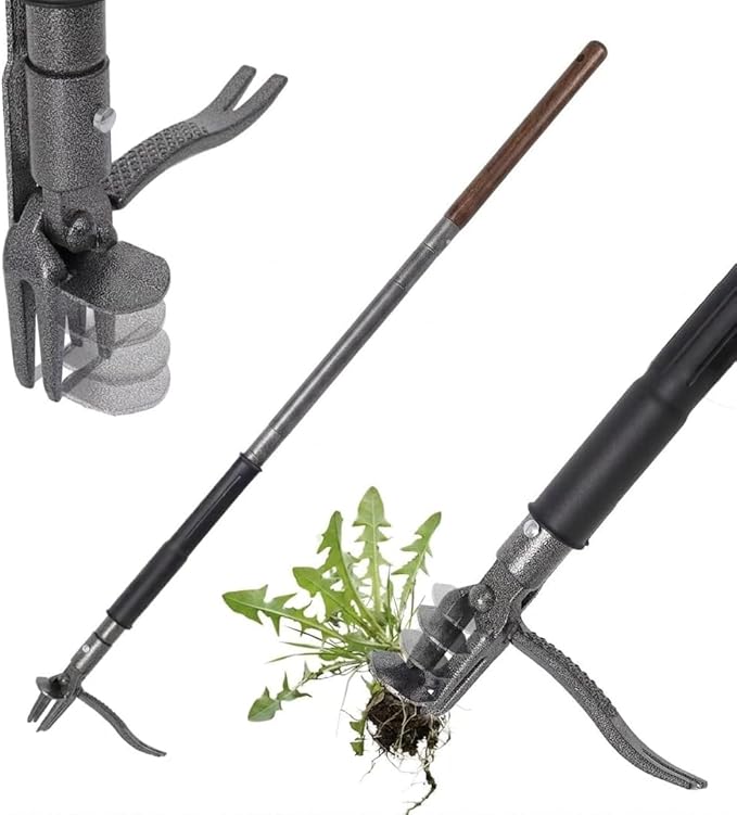 Stand Up Weed Puller with Kick-Out Weed Ejector, No-Bending Long Handle Manual Weed Remover for Lawn & Garden, Foot Pedal Design for Dandelions & Common Weeds