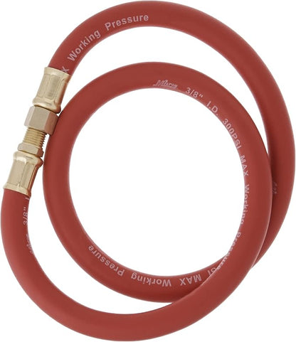 Milton 2780-50D - Steel Dual Arm Auto-Retractable Air Hose Reel, 1/2" x 50 ft. Rubber Hose - 300 Max PSI & 2760-3LH Air Leader Hose, 3/8" x 3 ft. Rubber Hose - 1/4" NPT Brass Ends - 300 Max PSI