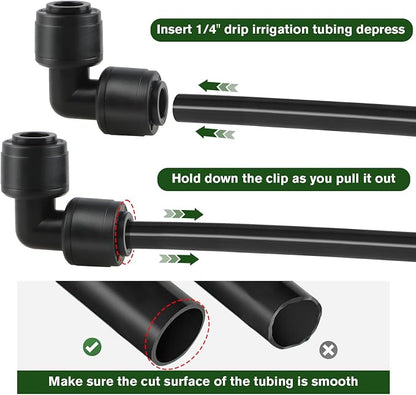 Kalolary 30 PCS Quick Connect 1/4" Drip Irrigation Elbow Connector, Universal Barbed Elbow Fittings for 1/4" Irrigation Tubing Leak Free Fittings for Sprinkler Drip Irrigation Watering System