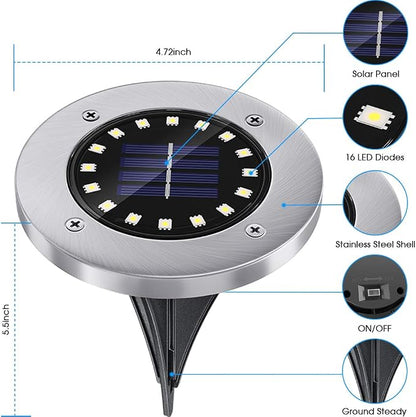 NFESOLAR Blue Solar Ground Lights Outdoor with 16 LEDs Waterproof Outdoor