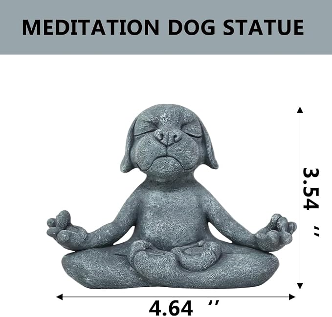 Meditating Dog Statue Buddha, Zen Dog, Zen Garden Frog Figurines for Home and Garden Decor, Frog Decorations Gift Ideas for Desk Office Bedroom Outdoor Yard Lawn (Dog)