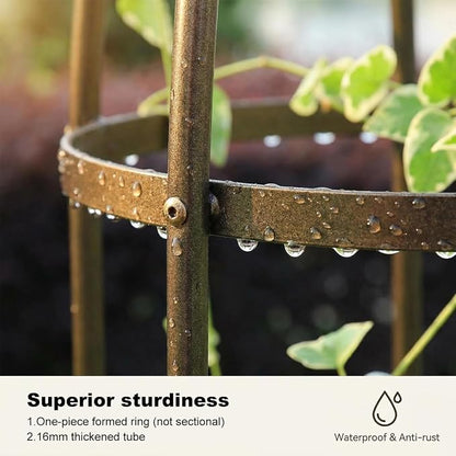 Garden Obelisk Trellis 100% Metal Heavy Duty 5.5 ft for Climbing Vines | Upgraded 16mm Thick Steel Tubes Bronze Rustproof Tower, Medium Plant Support Stands for Flowers, Roses, Clematis & Tomatoes