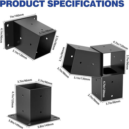 Pergola Kit with Brackets, 15°Slanted Roof Pergola Bracket Kit, Roof Wall Mount Extension Bracket Kit 3-Way Brackets for Pergola 4"x 4" (Actual 3.5" X 3.5") Lumber