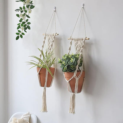 Artilady Macrame Plant Hanger, Boho Hanging Planter for Indoor Plants | Large Plant Holder with Hook, Hanging Baskets for Plants Outdoor, Farmhouse Rustic, Window Balcony Patio Home Decor, 2 Pack