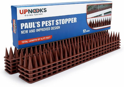 Heavy Duty Cat, Bird, Rodent Deterrent Outdoor Anti-Climb Repellent Security Device Spikes - 12 Pack [16.97FT] (1.98 pounds)