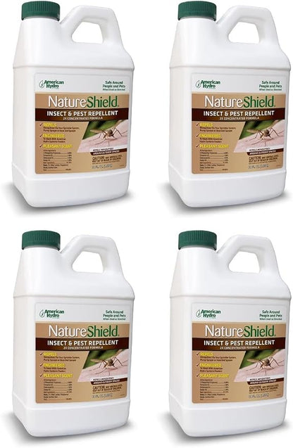 NatureShield Insect and Pest Repellent, Outdoor Bug Repellent for Patio and Lawn, Use with Irrigation Feeder System, Pump or Hose End Sprayer, 64 Fl Oz, 4 Pack