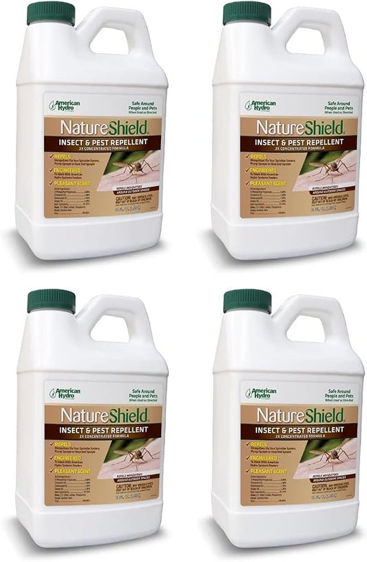 NatureShield Insect and Pest Repellent, Outdoor Bug Repellent for Patio and Lawn, Use with Irrigation Feeder System, Pump or Hose End Sprayer, 64 Fl Oz, 4 Pack