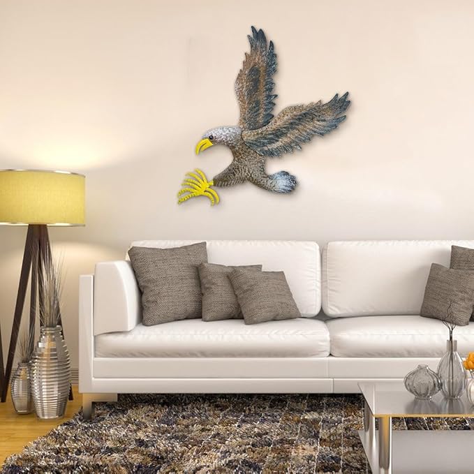 VEWOSTAR Eagle Metal Wall Art for Living Room 23.6”H X 22.4” L Handmade Large Eagle Wall Sculptures Modern Wall Art Hanging Decor for Indoor Outdoor