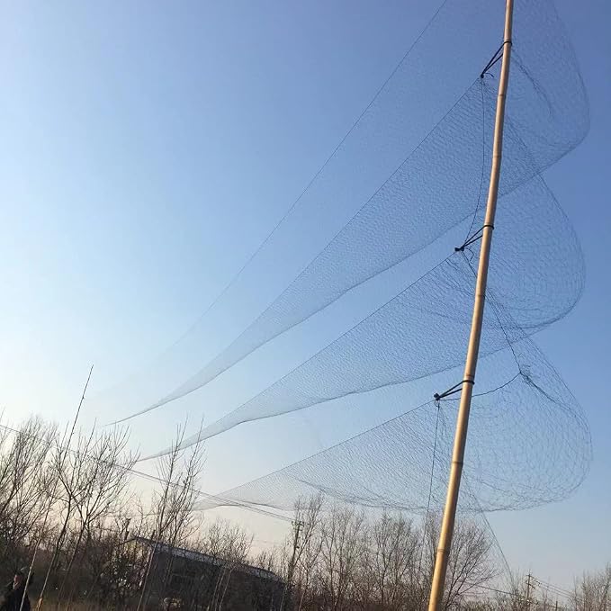 Mist Net Deep Pockets Nylon 110/2D 15mm Mesh Size Bird Netting,Invisible Net,Anti Wind System,Airport Bird Prevention (10x40 ft)