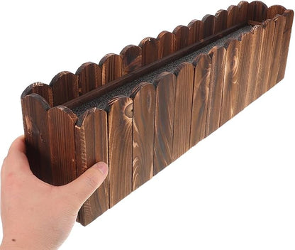 DOITOOL Wooden Picket Fence Planter Box 19.29X5.11X3.54In Window Flower Box for Home Garden Wedding Party Office Decor with Foam Inserts DIY Plant Basket Container