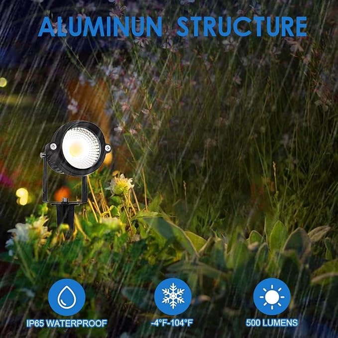5W Spot Lights Outdoor 5000K Daylight White Flag Pole Light 12V~24V AC/DC LED Landscape Spotlights, Waterproof Low Voltage Landscape Lighting for Yar (12)