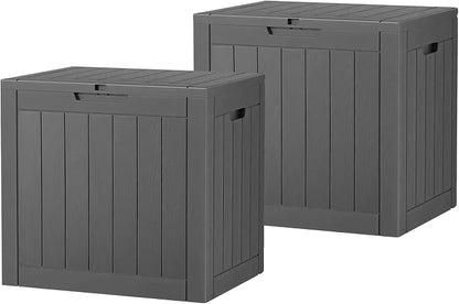 Outdoor Storage Box, 32 Gallon Resin Deck Boxes Outdoor Waterproof For Patio Furniture, Garden Tools, Pool Supplies, Lockable And UV Resistant (a Set of 2,Striped Black)