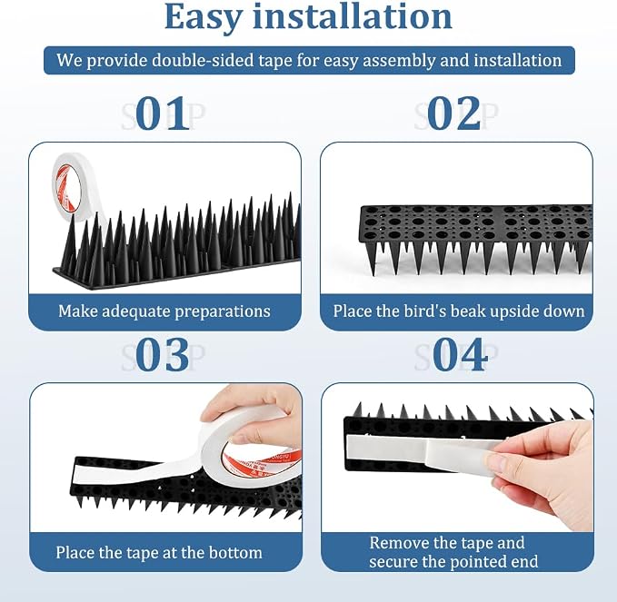 Bird Spikes, 20 Pack Pigeon for Small Birds Raccoon Cats Defender for Outside to Keep Squirrel Away for Railing and Roof