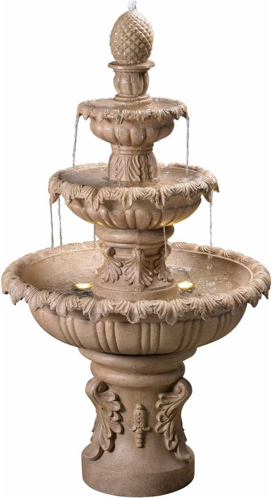 Kenroy Home Ibiza Classic Outdoor Floor Fountain, Sandstone, 45 Inch Height, 25.5 Inch Width, 25.5 Inch Depth