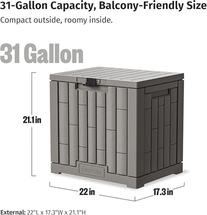 EAST OAK Outdoor Storage Box, 31 Gallon 2 Pack Deck Box Indoor and Outdoor Use, Waterproof Resin Storage Bin for Package Delivery, Patio Cushions, Gardening Tools, Lockable, UV Resistant, Grey
