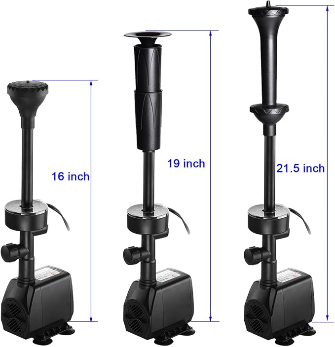 730GPH Submersible Pump Fountain with RGB Color Changing Ring Water Patterns Decoration Garden Pond Landscape 2800L/H, 110V/55W