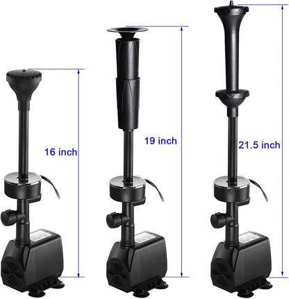 730GPH Submersible Pump Fountain with RGB Color Changing Ring Water Patterns Decoration Garden Pond Landscape 2800L/H, 110V/55W