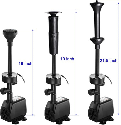 730GPH (2800L/H, 110V/55W) Submersible Pump Fountain with RGB Color Changing Ring Water Fountain Spray Nozzles Kit Multiple Water Patterns Decoration Garden Pond Landscape