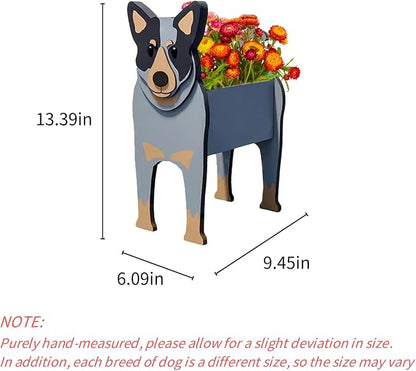 Australian Cattle Dog Planter Pots, 9.45 x 6.09 x 13.39 Inches | Dog Flower Pot, Cute Animal Shaped Plant Pot, Gifts for Women & Pet Lovers, Indoor Outdoor Garden Home Office Decor