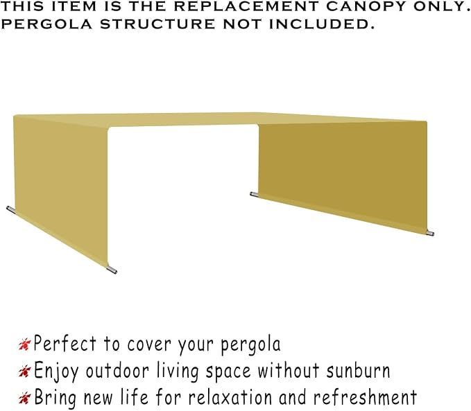 Alion Home Waterproof Pergola Cover - Universal Replacement Canopy (12' L x 8' W, Sand)