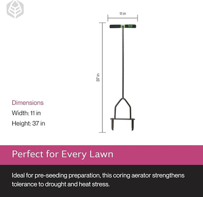 Yard Butler Manual Lawn Coring Aerator, ID-6C - Lawn Care Tool for Aerating - Long-Handled - Power-Coated Steel Construction - Comfortable Cushioned Handles Garden Tool - Easy to Use
