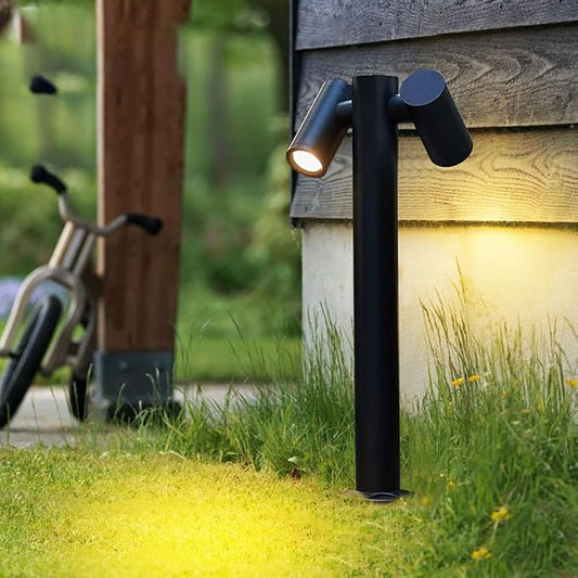 Modern Pathway Lights Adjustable Angle Spotlight Post Lights Outdoor Path Lights LED 2700K Warm Light Walkway Lighting Landscape Sideway Lighting IP65 Waterproof (2-Light)