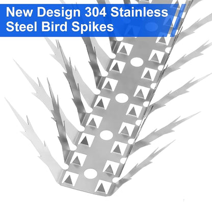 Bird Spikes, 10 Feet Stainless Steel Bird Control Spikes for Outside, Pigeon and Squirrel Blocking Spikes, for Garden Fence Roof and Window - 10 Strips Covers 3m