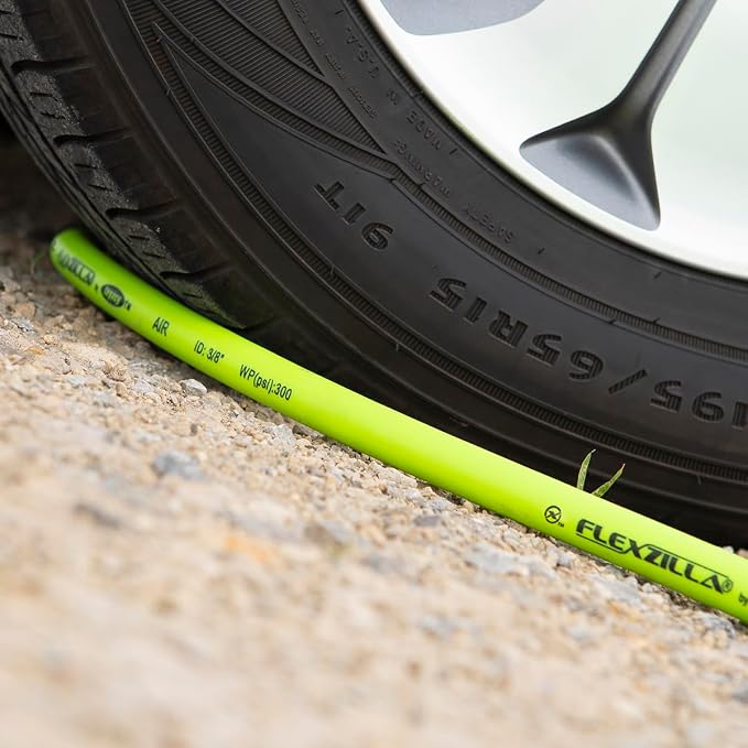 Flexzilla Air Hose with ColorConnex Industrial Type D Coupler and Plug, 3/8 in. x 25 ft., Heavy Duty, Lightweight, Hybrid, ZillaGreen - HFZ3825YW2-D (Pack of 10)