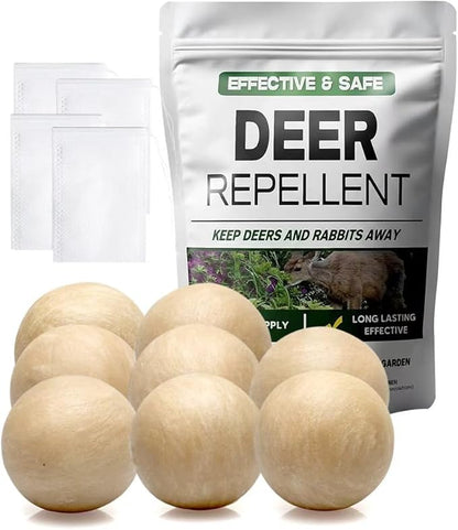 LAQDECDV Deer Repellent, Rabbit Repellent Outdoor, Deer Deterren for Yard & Garden, Bunny Repellent Balls, Keep Deer, Elk, Moose Away from Plant/Tree, Deer & Rabbit Repellant, 90 Days Protection-8P