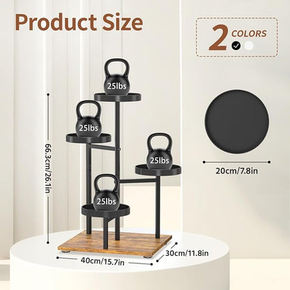 LASZOLA Black 4 Tier Plant Stand Indoor Heavy Duty Rack for Modern House Planter, Metal and Wooden Vertical Organizer Decor Narrow Bathroom Floor, Sturdy Multi Level Flower Holder Raised, Cat Proof