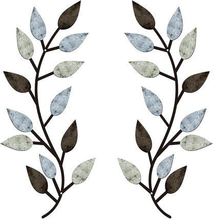 Zhengmy 2 Pieces Metal Tree Leaf Wall Decor Vine Olive Branch Leaf Wall Art Living Room, Hallway Wall Decor Outdoor Decoration(Pastel Colors)