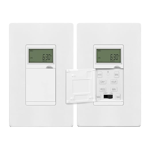 ENERLITES Programmable Digital Timer Switch for Lights, Fans, Motors, 7-Day 18 ON/OFF Timer Settings, Single Pole, Neutral Wire Required, UL Listed, HET01-C, White, 2 Pack