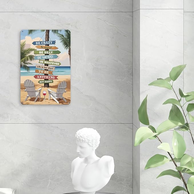 mmiishe vintage metal signs retro home decor surf board decor for bedroom office wall beach wall art beachy room decor home metal gifts for women men 8x12 Inches Birthday Anniversary Decoration