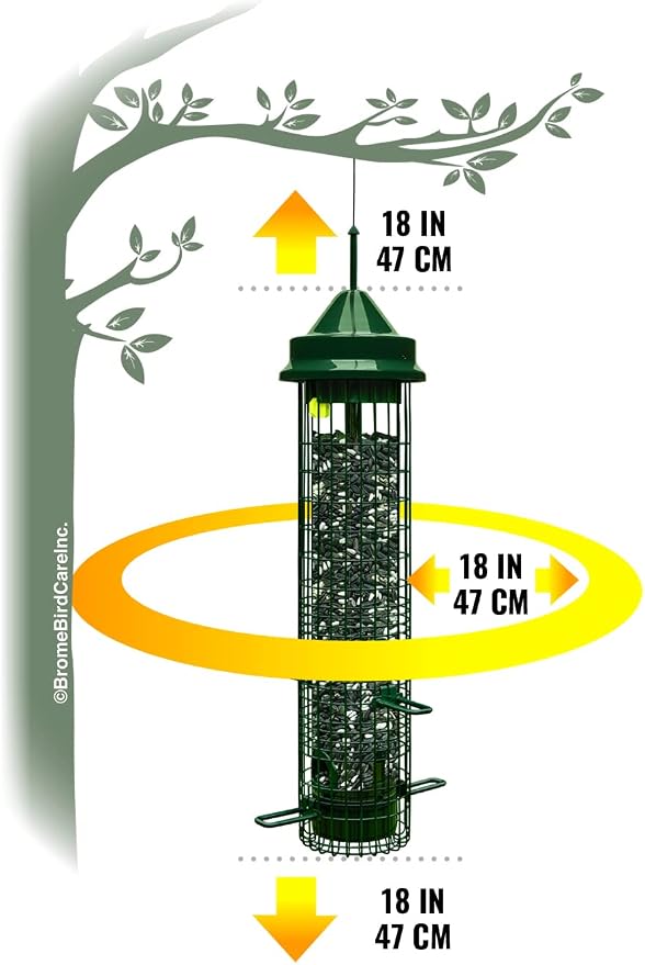 Squirrel Buster Classic Squirrel-proof Bird Feeder w/4 Feeding Ports, 2.4-pound Seed Capacity | Weight-Activated Shroud Blocks Squirrels, 4 Feeding Ports, 2.4 Lb Seed Capacity, 32 Height, Tool-Free Disassembly