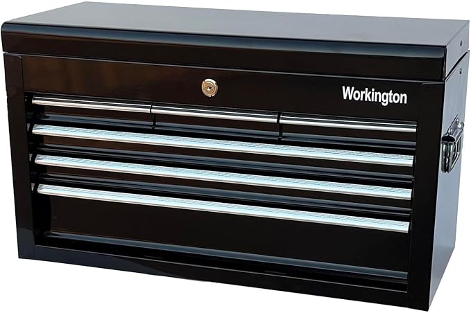 Workington Portable Metal Tool Chest with 6 Drawers, 24" 6-Drawer Tool Chest Cabinet with Ball Bearing Drawer Slides, Steel Tool Storage Box Organizer 4005 Black