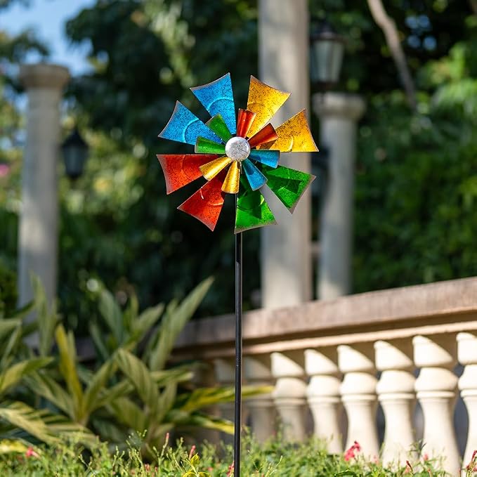 Viveta Metal Wind Spinners Outdoor, Colorful Kinetic Wind Spinner | Garden Wind Sculptures & Spinners for Outdoor Patio Yard Decor