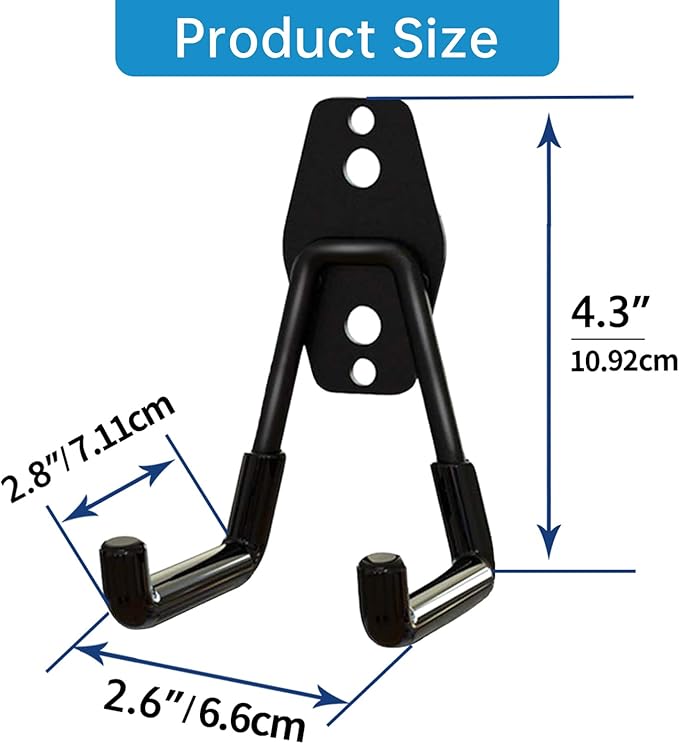 GeeWatom Garage Storage Utility Hooks，Garage Garden Tool Organizer，Steel Wall Mount Hooks, Garden Small U Hooks (6 Pack-Black)