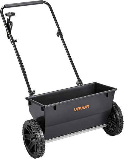 VEVOR Broadcast Spreader, 50LBS Capacity, Drop Spreader with Hopper Grate, 18 in Spreading Width & 30 Settings, 10 in All Terrain Tires, Garden & Lawn Spreaders for Seed, Fertilizer