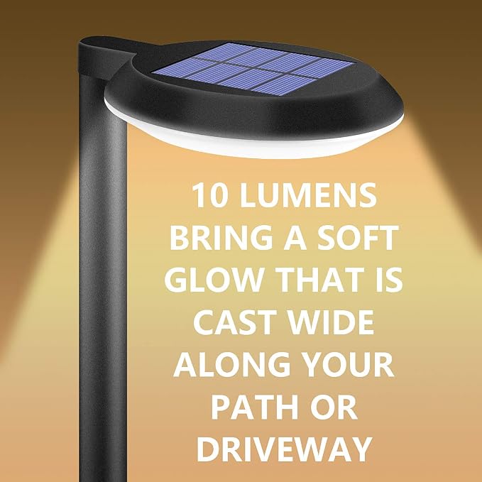 kinna Outdoor Solar Path Lights Waterproof Landscape Pathway Light with 6 White LEDs Garden Lighting Decorative for Patio Driveway Backyard (Black-4 Pack)