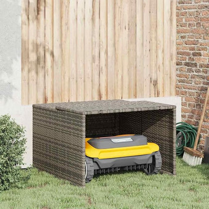 vidaXL Robot Mower Garage, Outdoor Lawn Mower Storage, Garden Storage Small Shed for Lawn Mower, Robot Mower Carport, Lawn Mower Shelter, Gray Poly Rattan