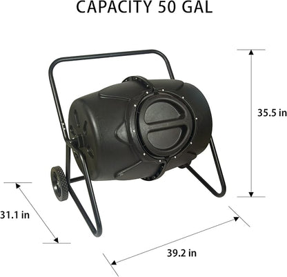 KoolScapes Wheeled Tumbling Composter, 50-Gallon, Black