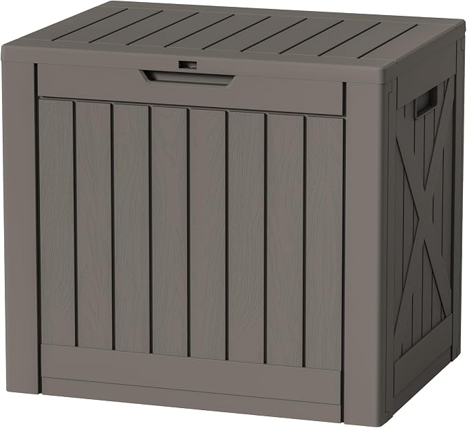 Greesum 40 Gallon Outdoor Package Delivery Box with Lock, Waterproof Secure Parcel Drop Box for Porch, Double-Wall Resin Storage, Brown